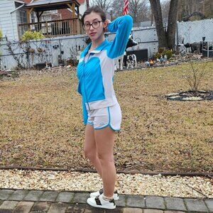Kappa Light Blue & White Athletic Jacket + Shorts Set – X-Small